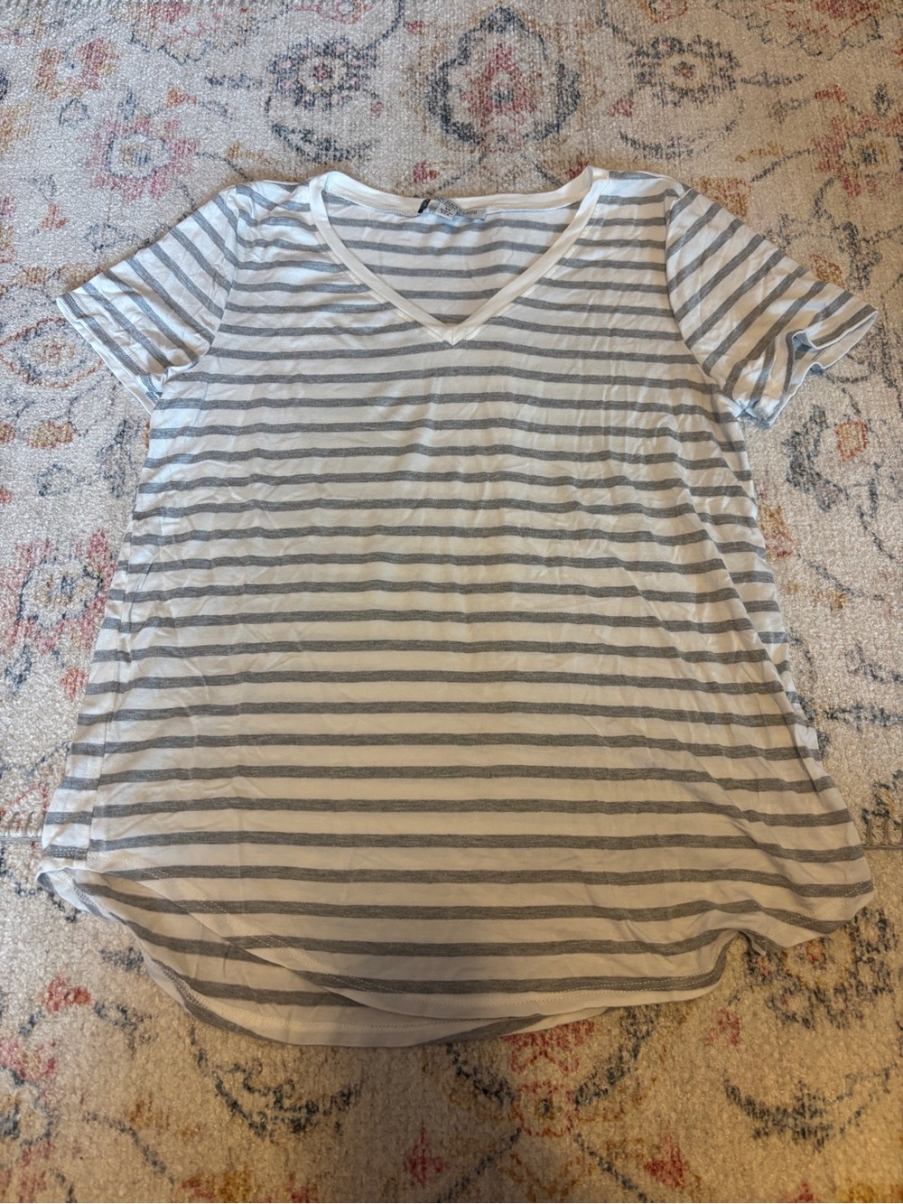 White and Grey Striped Green Envelope T-Shirt